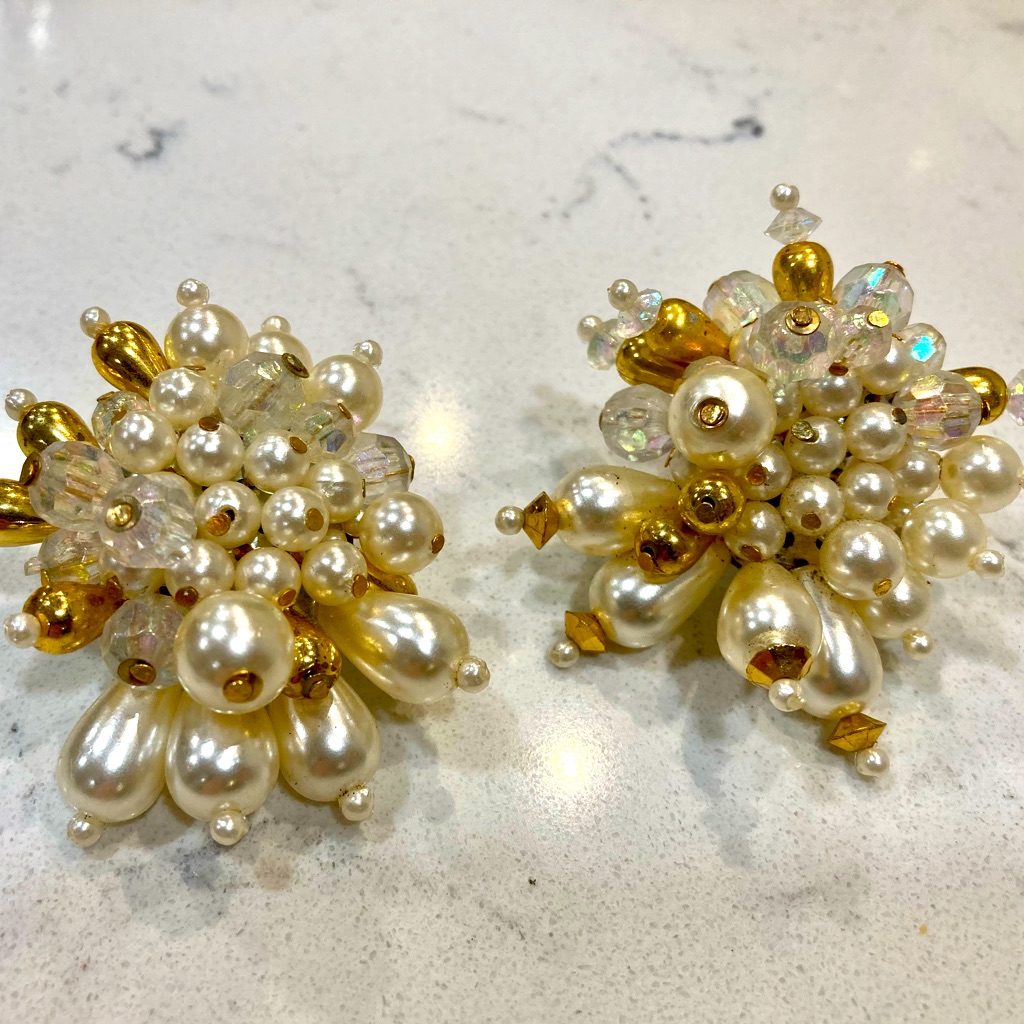 Rare Vintage Handmade Clip On Earrings By Two Sisters